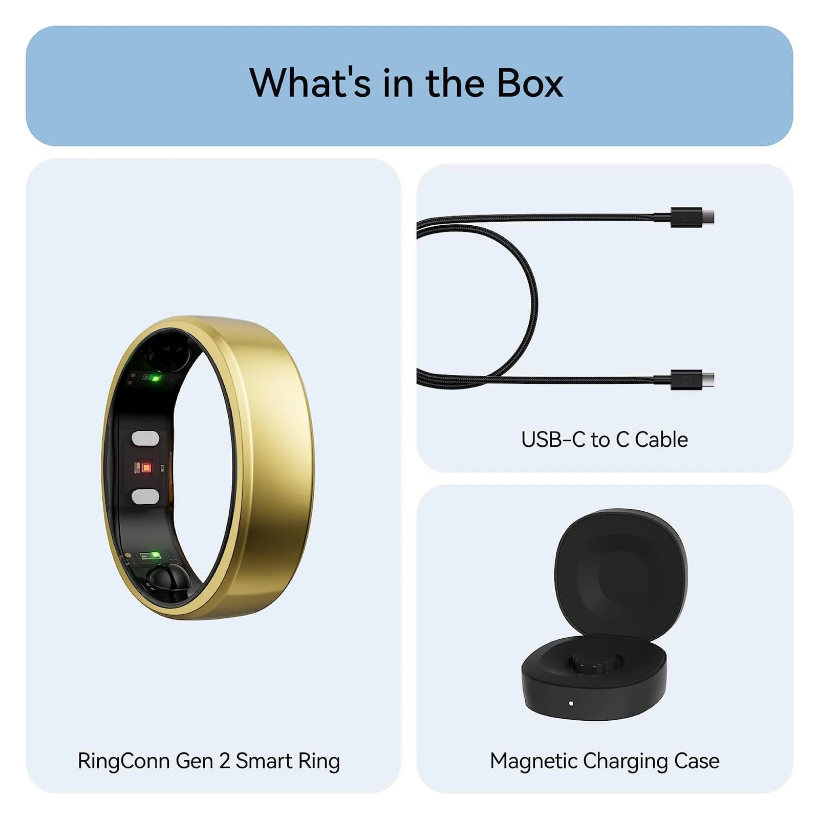 RingConn Gen 2 Smart Ring Gold Size 6 | Sleep Apnea Monitoring with 12-Day Battery Life - view 8