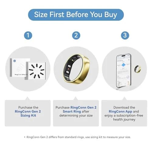 RingConn Gen 2 Smart Ring Gold Size 6 | Sleep Apnea Monitoring with 12-Day Battery Life thumbnail 2