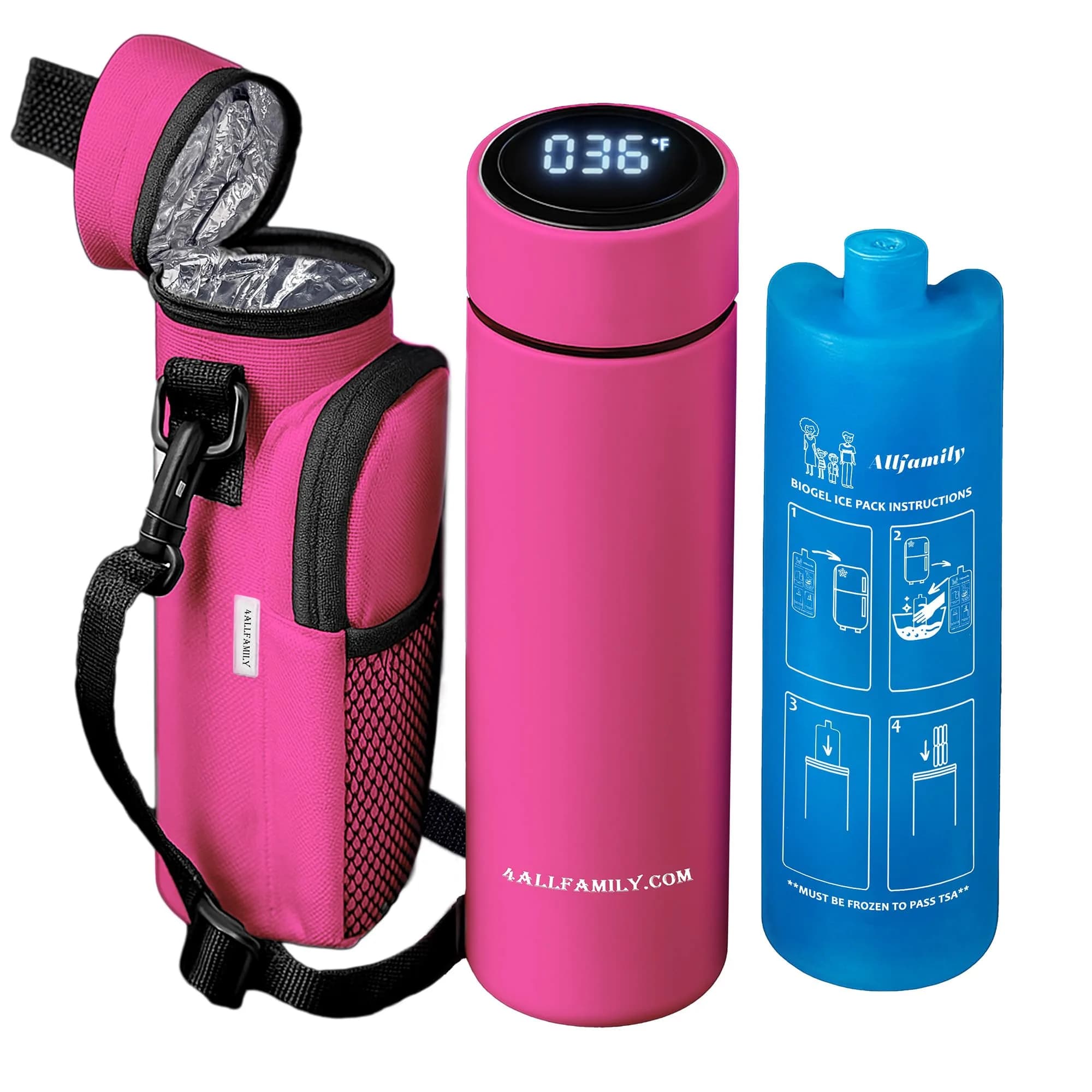 4ALLFAMILY Nomad Medium Pro Pink Insulin Travel Case Cooler | Keeps Medicine Cool for 27 Hours - main product image