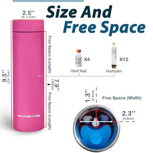 4ALLFAMILY Nomad Medium Pro Insulin Cooler Travel Case - Pink | Keeps Medication Cool for 27 Hours thumbnail 5