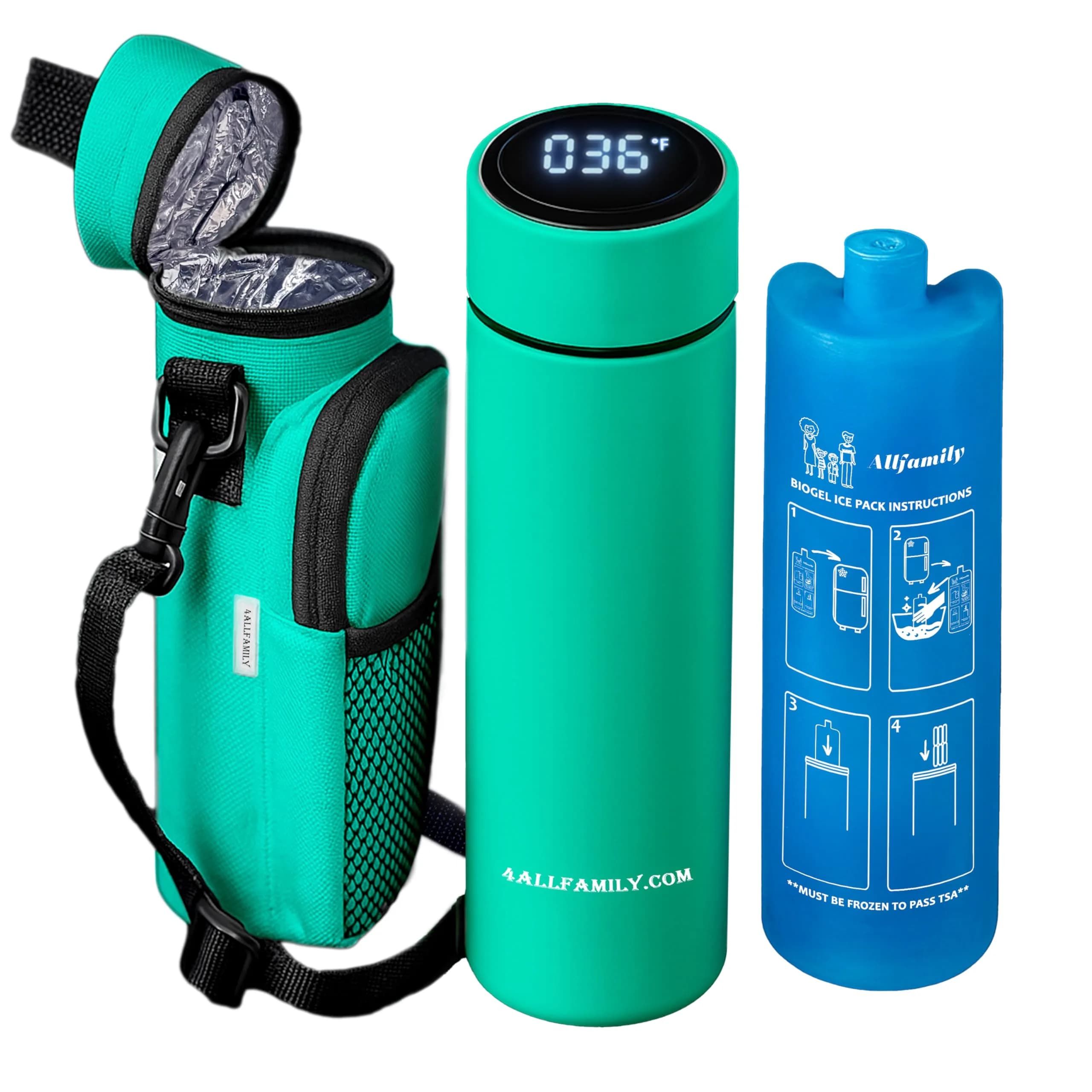 4ALLFAMILY Nomad Medium Pro Turquoise Insulin Travel Case Cooler - Keeps Medicine Cool for 27 Hours - main product image