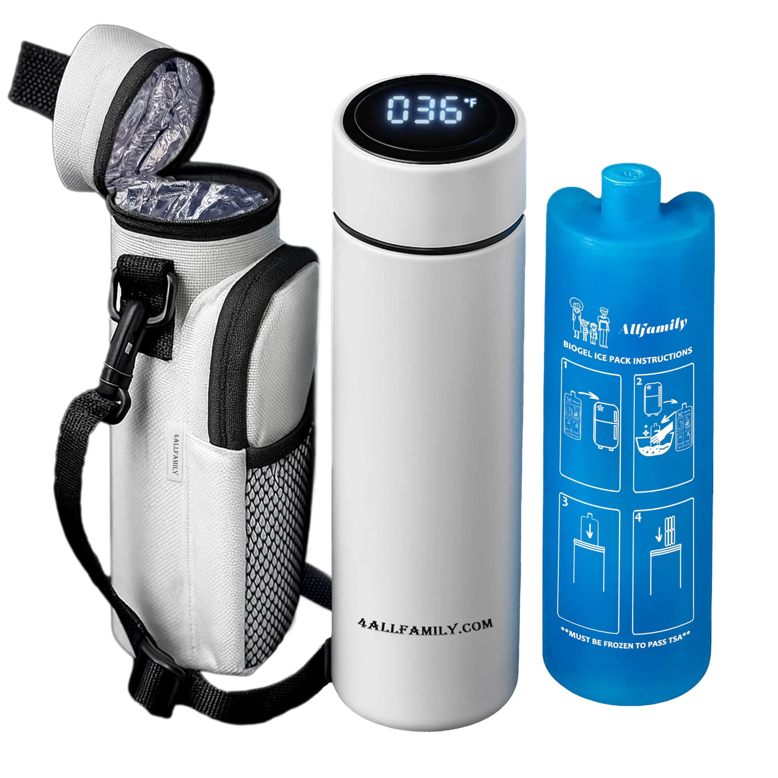 4ALLFAMILY Nomad Medium Pro White Insulin Travel Case Cooler - Keeps Medicine Cool for 27 Hours - main product image