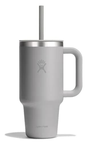 Hydro Flask Travel Tumbler with Handle, Lid and Straw - Insulated Stainless Steel in 32 Oz Tonal Birch Gray thumbnail 1