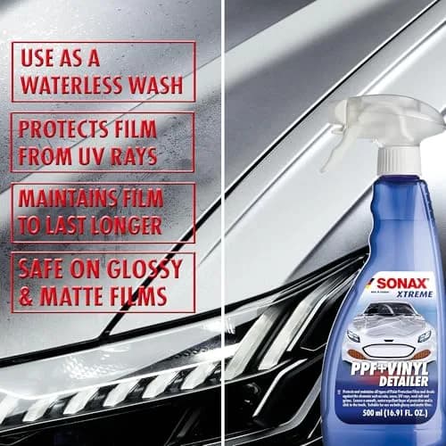 SONAX PPF + Vinyl Detailer Protection & Maintenance for Paint Protection Films & Decals 500ml | Water-Repellent & UV Protection for Glossy & Matte Finishes thumbnail 3