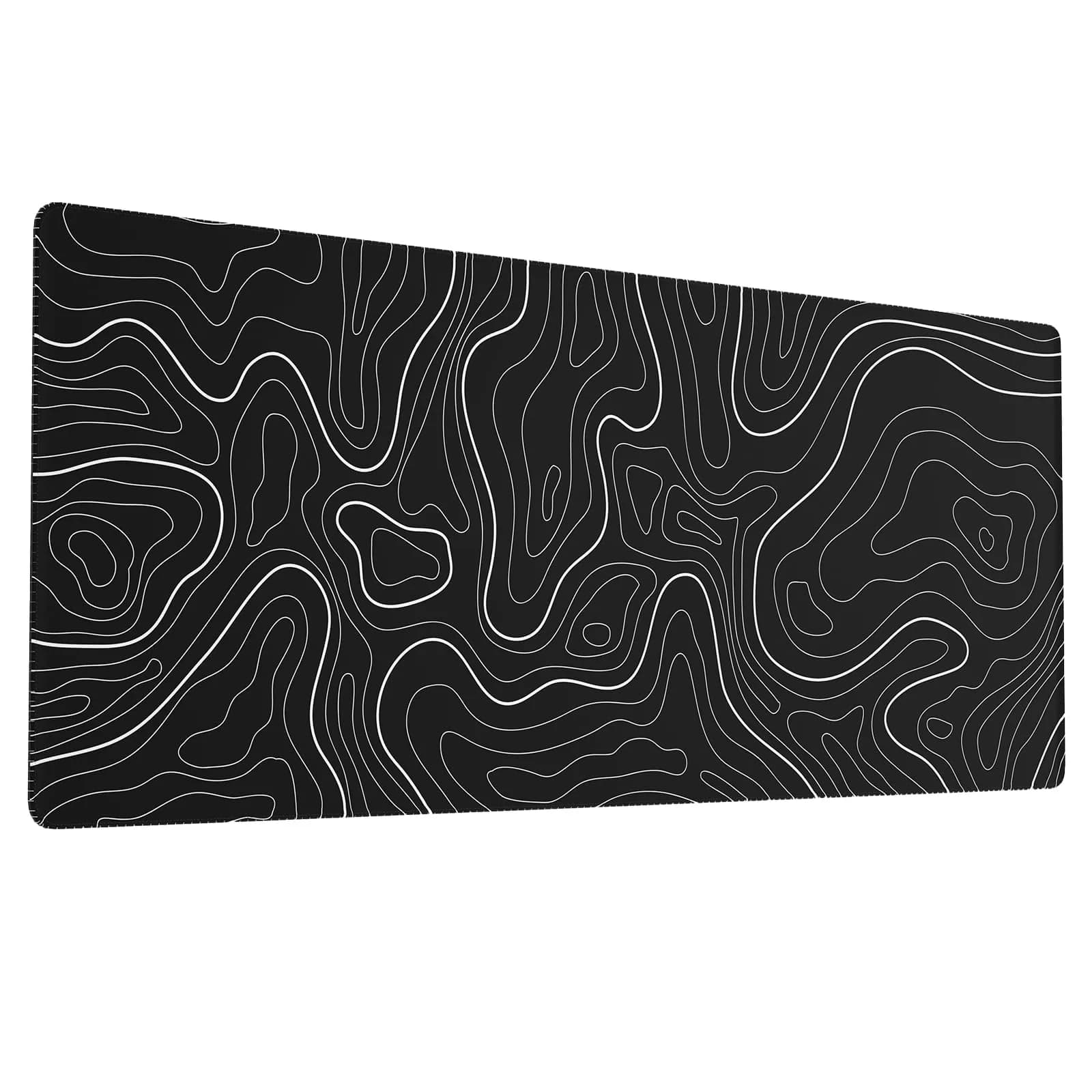 Ovenbird Large Gaming Mouse Pad with Stitched Edges, Topographic Map Topo Mousepad Gaming, Extended XL Large Mousepad with Anti-Slip Base, Cool Mouse Pads for Desk, 80 cm x 30 cm (31.5 x 11.8 in), Black — Black Topo