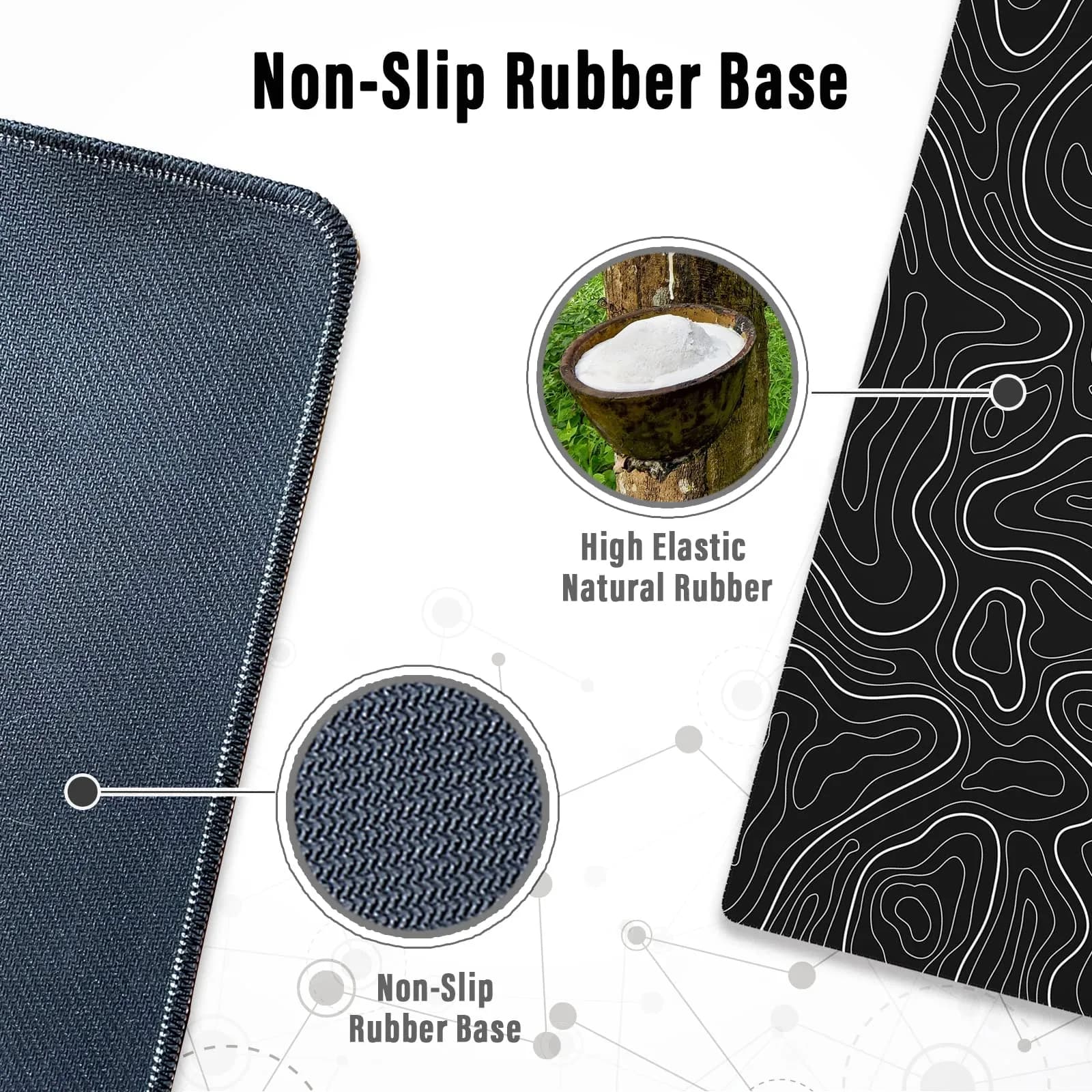 Ovenbird Large Gaming Mouse Pad with Stitched Edges, Topographic Map Topo Mousepad Gaming, Extended XL Large Mousepad with Anti-Slip Base, Cool Mouse Pads for Desk, 80 cm x 30 cm (31.5 x 11.8 in), Black - view 5