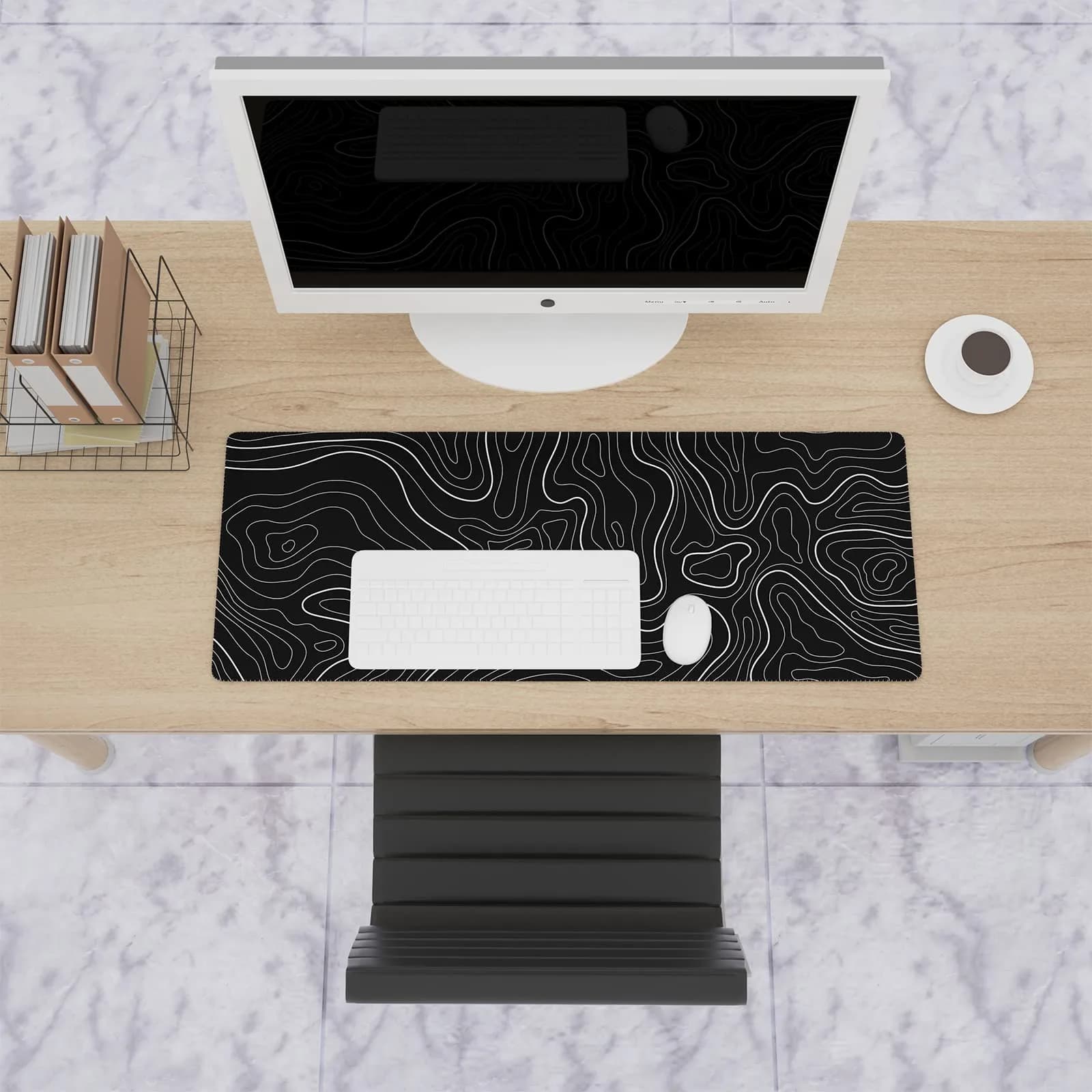 Ovenbird Large Gaming Mouse Pad with Stitched Edges, Topographic Map Topo Mousepad Gaming, Extended XL Large Mousepad with Anti-Slip Base, Cool Mouse Pads for Desk, 80 cm x 30 cm (31.5 x 11.8 in), Black - view 8
