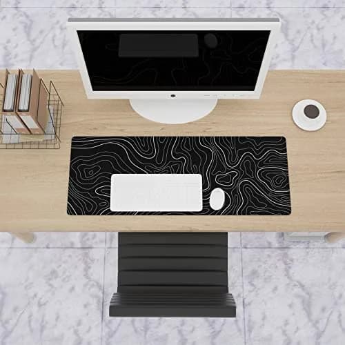 Ovenbird Large Gaming Mouse Pad with Stitched Edges, Topographic Map Topo Mousepad Gaming, Extended XL Large Mousepad with Anti-Slip Base, Cool Mouse Pads for Desk, 80 cm x 30 cm (31.5 x 11.8 in), Black thumbnail 8