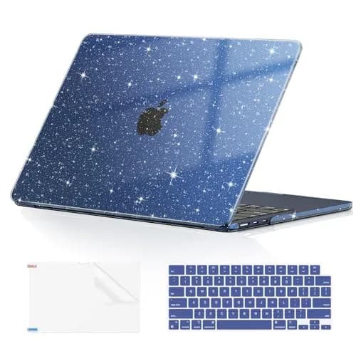 EooCoo Sparkly Midnight Case for MacBook Air 13 inch 2022-2026 | Glitter Design & Heat Dissipation thumbnail 1