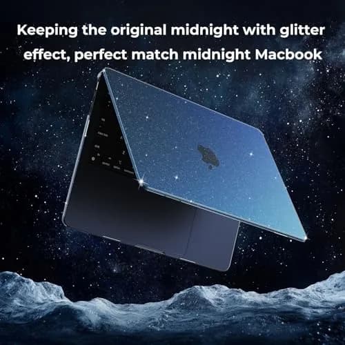 EooCoo Sparkly Midnight Case for MacBook Air 13 inch 2022-2026 | Glitter Design & Heat Dissipation thumbnail 7