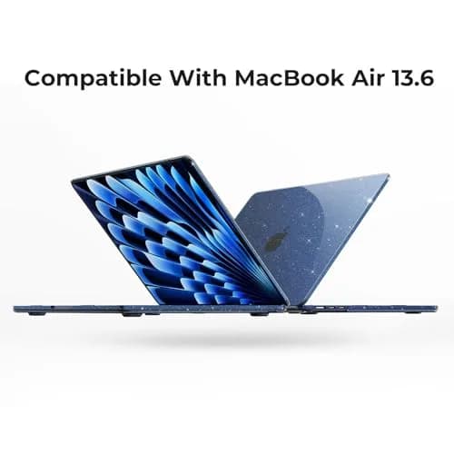 EooCoo Sparkly Midnight Case for MacBook Air 13 inch 2022-2026 | Glitter Design & Heat Dissipation thumbnail 9