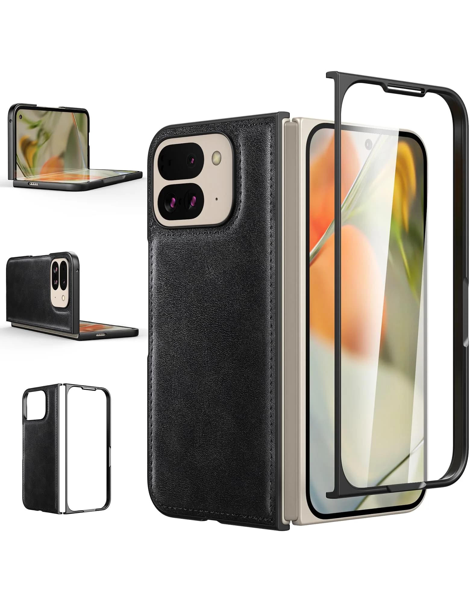 Foluu Cellular Phone Case for Google Pixel 9 Pro Fold 2024 | Slim Leather & Hard PC Shell