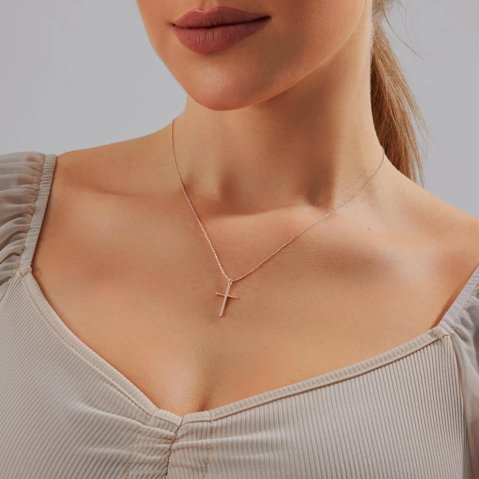 HERIER Cross Necklace for Women - Silver Plated, Dainty Faith Pendant, Trendy Fashion Jewelry - view 2