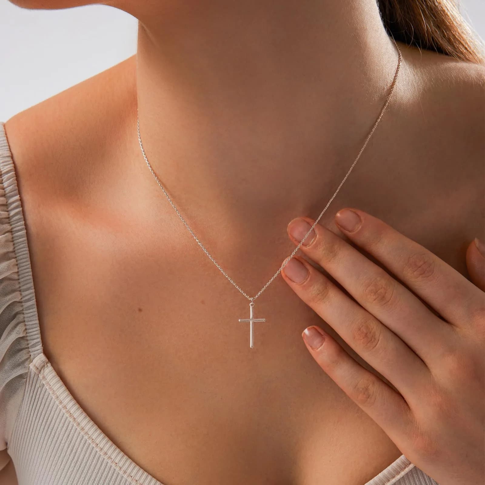 HERIER Cross Necklace for Women - Silver Plated, Dainty Faith Pendant, Trendy Fashion Jewelry - view 3