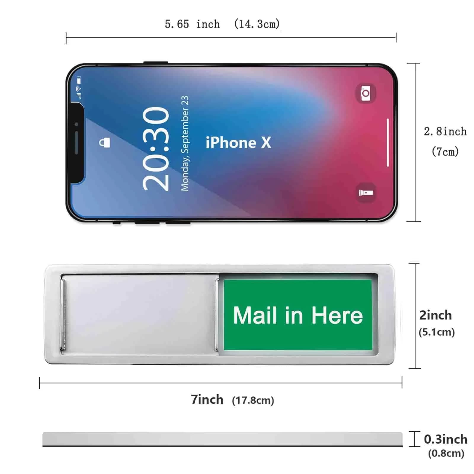 LoYinLo No Mail Mail in Here Silver Slider Sign 18cm x 5cm | Clear Privacy Indicator - view 4