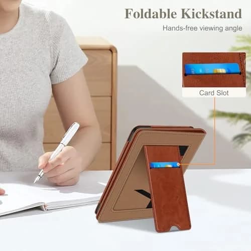 Fintie Case for Kindle Paperwhite 12th/11th Gen & Colorsoft 7"/6.8" | Vintage Brown PU Leather Stand Cover with Card Slot & Auto Sleep/Wake thumbnail 5