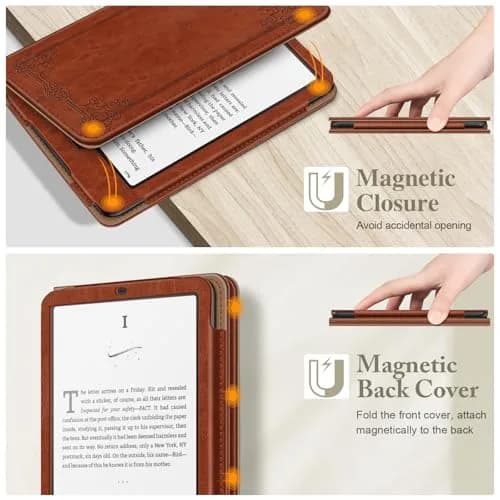 Fintie Case for Kindle Paperwhite 12th/11th Gen & Colorsoft 7"/6.8" | Vintage Brown PU Leather Stand Cover with Card Slot & Auto Sleep/Wake thumbnail 4
