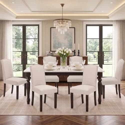 SNUGWAY Upholstered Dining Chair Modern Parsons Set of 6 | Elegant & Comfortable thumbnail 1