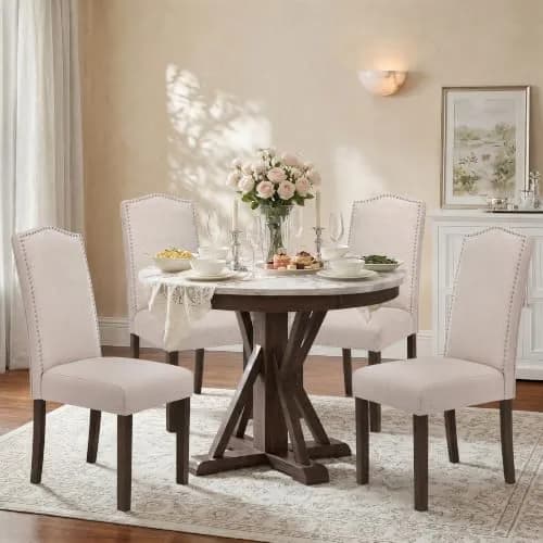 SNUGWAY Upholstered Dining Chair Modern Parsons Set of 6 | Elegant & Comfortable thumbnail 5