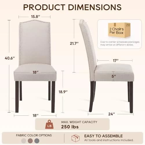 SNUGWAY Upholstered Dining Chair Modern Parsons Set of 6 | Elegant & Comfortable thumbnail 7