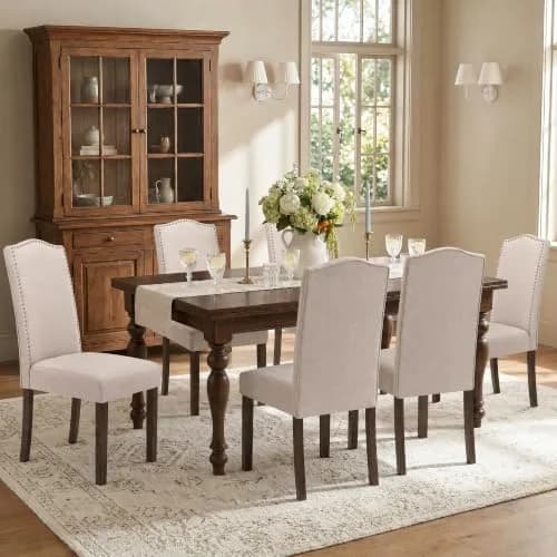 SNUGWAY Upholstered Dining Chair Modern Parsons Set of 6 | Elegant & Comfortable thumbnail 2