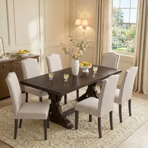 SNUGWAY Upholstered Dining Chair Modern Parsons Set of 6 | Elegant & Comfortable thumbnail 3
