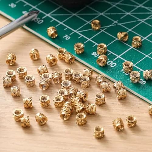 Yaocom M3 Threaded Inserts 300 pcs | Brass Heat Set, Gold, 4mm Length, Heat & Ultrasonic Install thumbnail 4