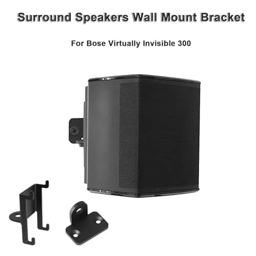 EUGOOCX 2 Pack Wall Mount Brackets for Bose Virtually Invisible 300 Wireless Surround Speakers, Black | Adjustable Metal Mounts thumbnail 2