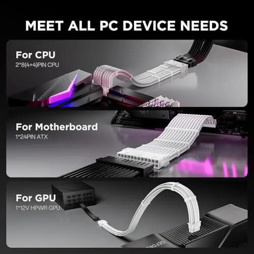 AsiaHorse 12VHPWR PSU Extension Cable Kit for RTX 50/40 Series, 16AWG Pcie 5.0 Cable Extension Kit, 30CM thumbnail 5