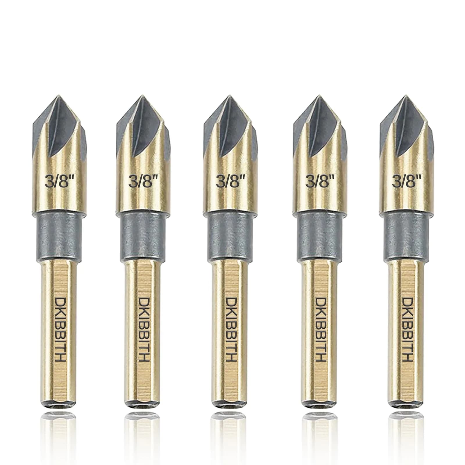 DKIBBITH Countersink Drill Bit Set 3/8" | Precise 82° High-Speed Steel Bits for Wood, Metal & Plastic — 3/8''