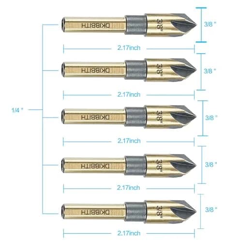 DKIBBITH Countersink Drill Bit Set 3/8" | Precise 82° High-Speed Steel Bits for Wood, Metal & Plastic thumbnail 2