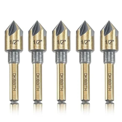 DKIBBITH Countersink Drill Bit Set, 5 Pieces High Speed Steel 82° | Precise Countersinking for Wood, Metal & Plastic thumbnail 1
