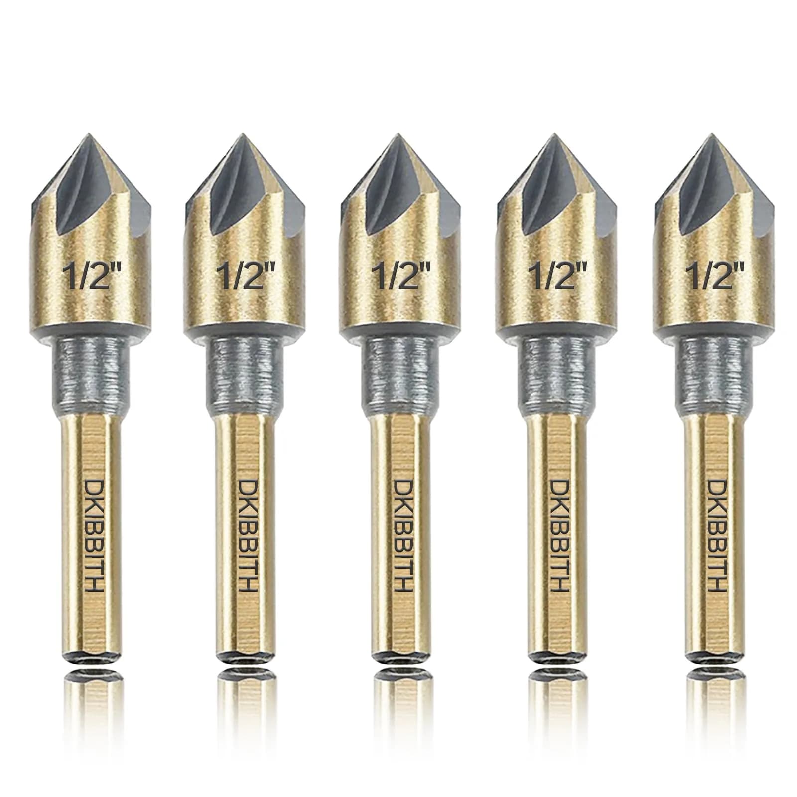 DKIBBITH Countersink Drill Bit Set, 5 Pieces High Speed Steel 82° | Precise Countersinking for Wood, Metal & Plastic - main product image