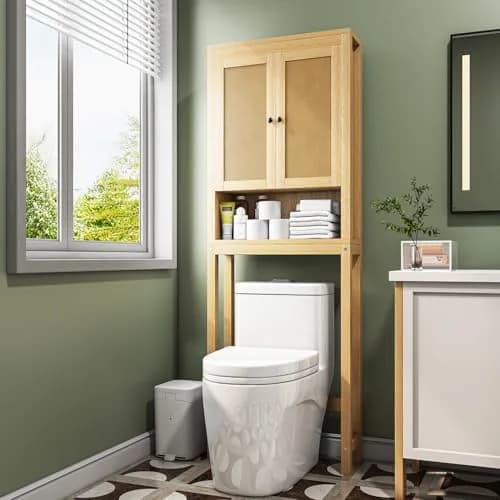 knoworld Rattan Over The Toilet Storage Cabinet | Space Saver for Bathroom & Laundry thumbnail 1