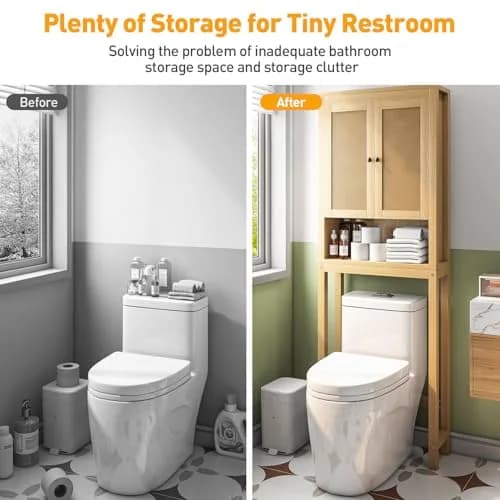 knoworld Rattan Over The Toilet Storage Cabinet | Space Saver for Bathroom & Laundry thumbnail 6