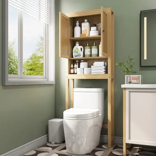 knoworld Rattan Over The Toilet Storage Cabinet | Space Saver for Bathroom & Laundry thumbnail 2
