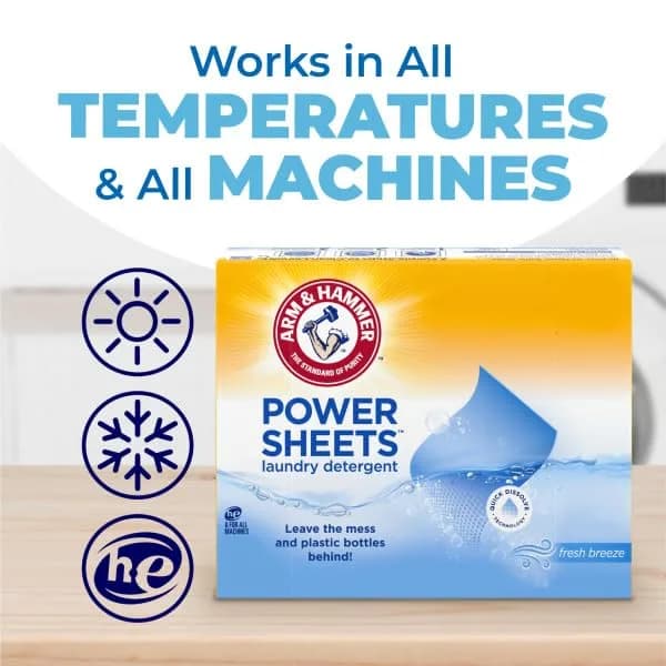 Arm & Hammer Laundry Detergent Power Sheets Fresh Breeze, 70 Loads (35 Sheets x 2 Packs) | Eco-Friendly & HE Compatible thumbnail 7
