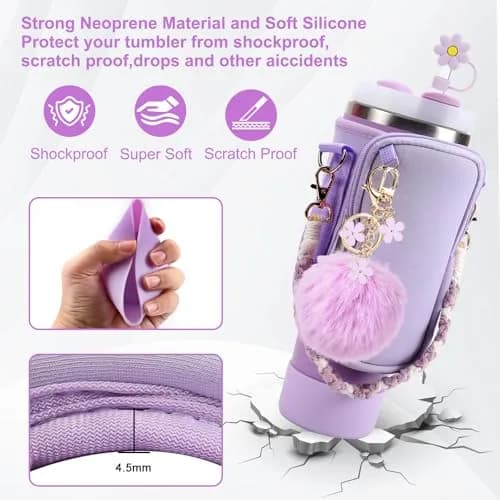 3tyto Purple 40oz Tumbler Accessories Set with Strap & Boot | Authentic USA Import thumbnail 4