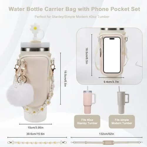 3tyto Stanley Cup Accessories Set - Bohemian Style Carrier Bag, Boot, Straw Cover & Charms for 40oz/30oz Tumblers | 6-Piece Value Pack thumbnail 2