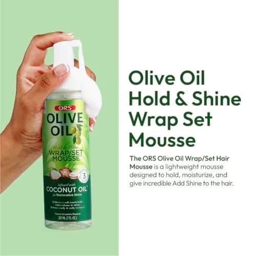 ORS Olive Oil Hold & Shine Wrap Set Mousse 7 oz (Pack of 4) | Coconut Infused for Restorative Shine thumbnail 2