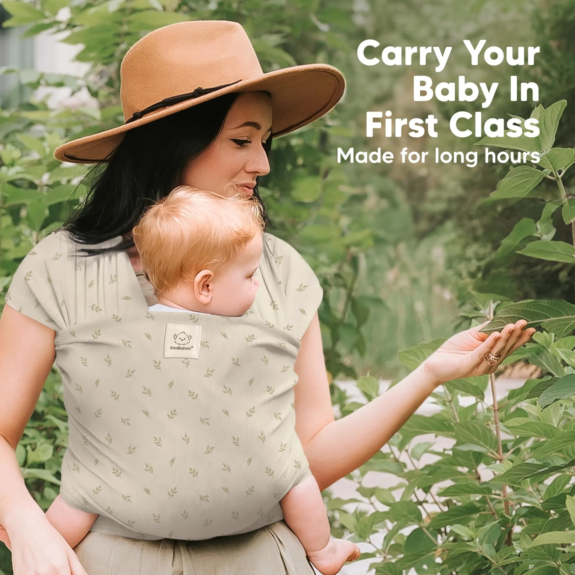 KeaBabies Original Baby Wrap Carrier (Leafy) - 514cm x 55cm | IHDI Certified for Healthy Hip Development - view 6