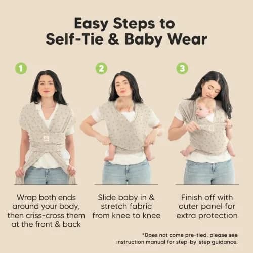 KeaBabies Original Baby Wrap Carrier (Leafy) - 514cm x 55cm | IHDI Certified for Healthy Hip Development thumbnail 7