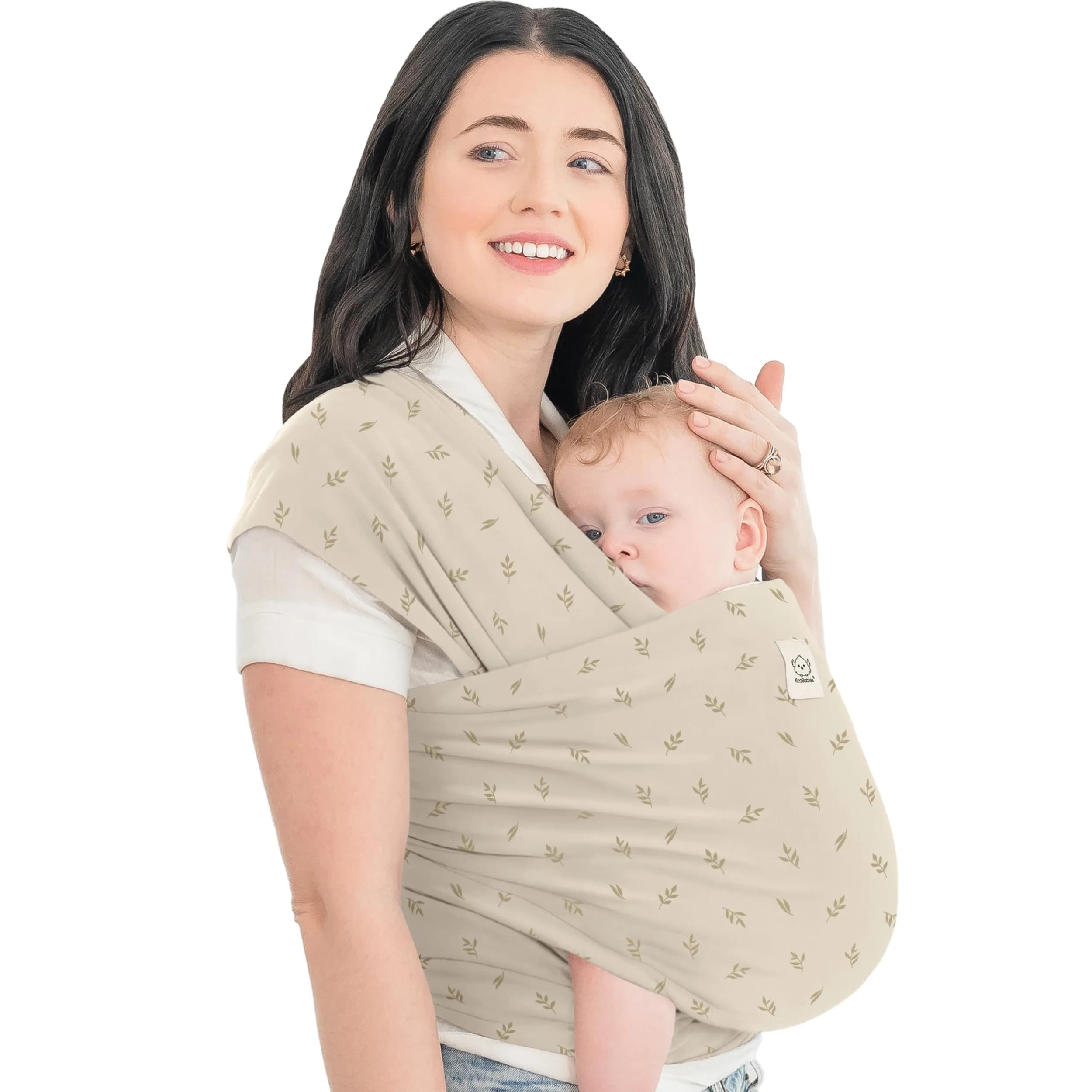 KeaBabies Original Baby Wrap Carrier (Leafy) - 514cm x 55cm | IHDI Certified for Healthy Hip Development - main product image