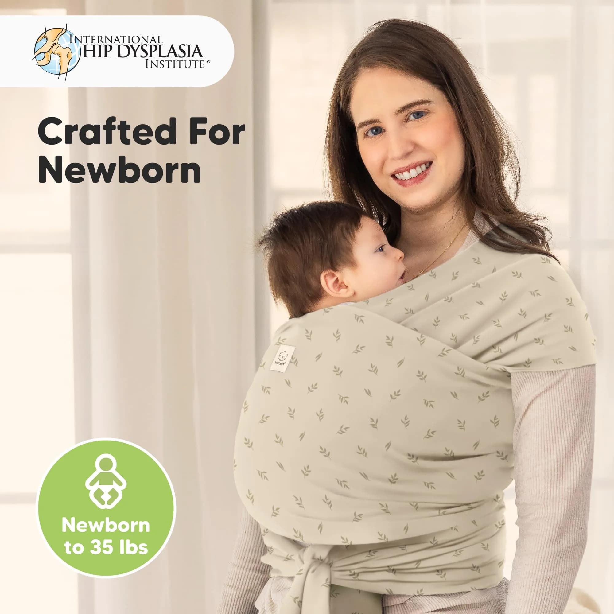 KeaBabies Original Baby Wrap Carrier (Leafy) - 514cm x 55cm | IHDI Certified for Healthy Hip Development - view 2