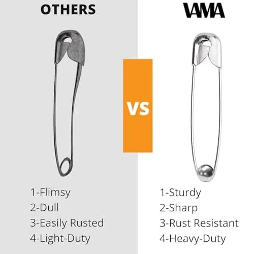 VAMA Fashions Metal Ball Safety Pin Set 4.5cm | Elegant Saree & Hijab Pins for Women thumbnail 4