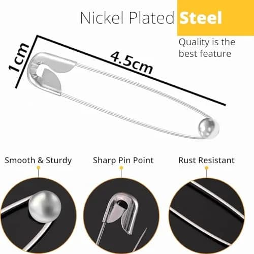 VAMA Fashions Metal Ball Safety Pin Set 4.5cm | Elegant Saree & Hijab Pins for Women thumbnail 3