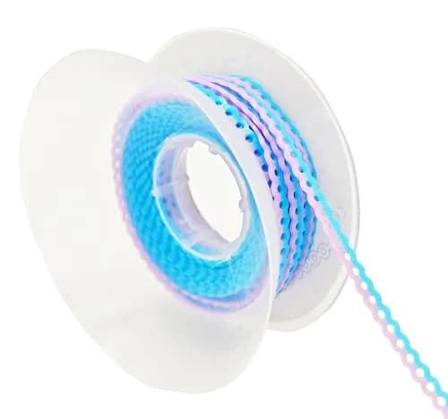 Misemiko Dental Orthodontic Power Chain Mixed Color Spool Elastic Rubber Bands for Teeth Braces, 15ft/Roll (Blue&Purple, Closed) | High Strength Elasticity thumbnail 1