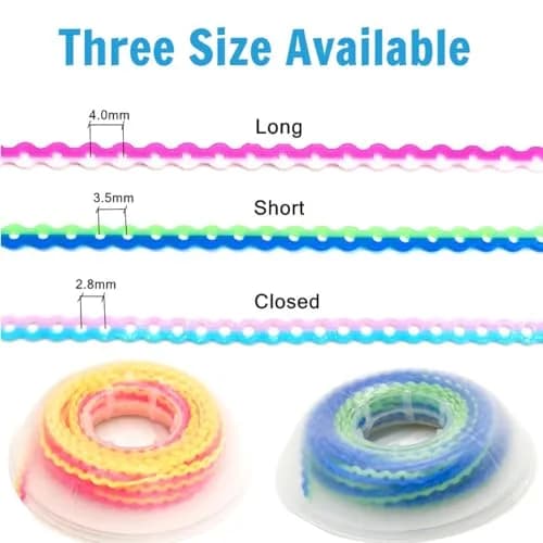 Misemiko Dental Orthodontic Power Chain Mixed Color Spool Elastic Rubber Bands for Teeth Braces, 15ft/Roll (Blue&Purple, Closed) | High Strength Elasticity thumbnail 4