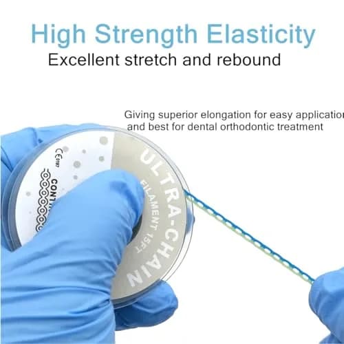 Misemiko Dental Orthodontic Power Chain Mixed Color Spool Elastic Rubber Bands for Teeth Braces, 15ft/Roll (Blue&Purple, Closed) | High Strength Elasticity thumbnail 5