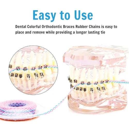 Misemiko Dental Orthodontic Power Chain Mixed Color Spool Elastic Rubber Bands for Teeth Braces, 15ft/Roll (Blue&Purple, Closed) | High Strength Elasticity thumbnail 3